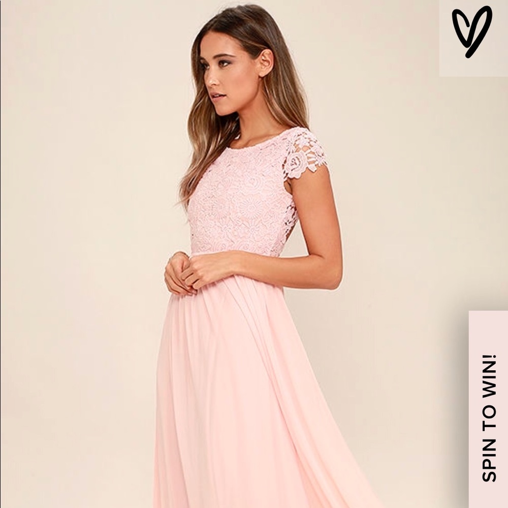 Lulus Blush Lace Maxi Dress